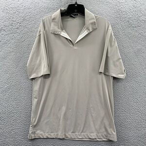 TIGER WOODS Polo Shirt Mens Medium Nike Fit Dry Short Sleeve Gray Golf*